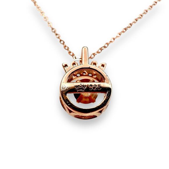 J ESTINA Sterling Silver Rose Gold CROWN Trembling CZ 925 Cute Tiny Necklace - Picture 3 of 4